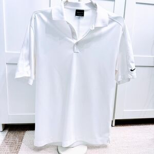 Nike Golf Mens Polo Shirt White Size M Fit Dry Performance Short Sleeve